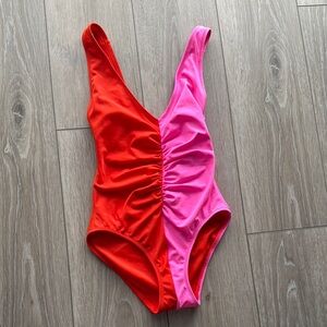 SOLID & STRIPED Red and Pink One Piece Swimsuit